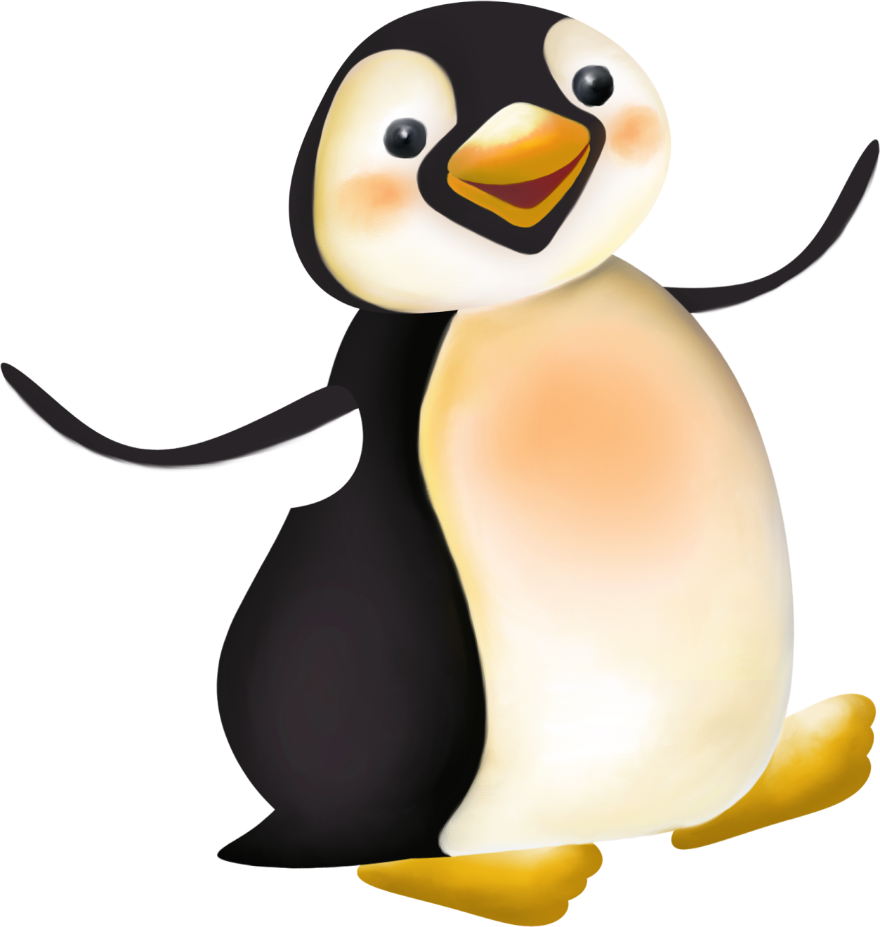 a cartoon penguin sitting on the ground