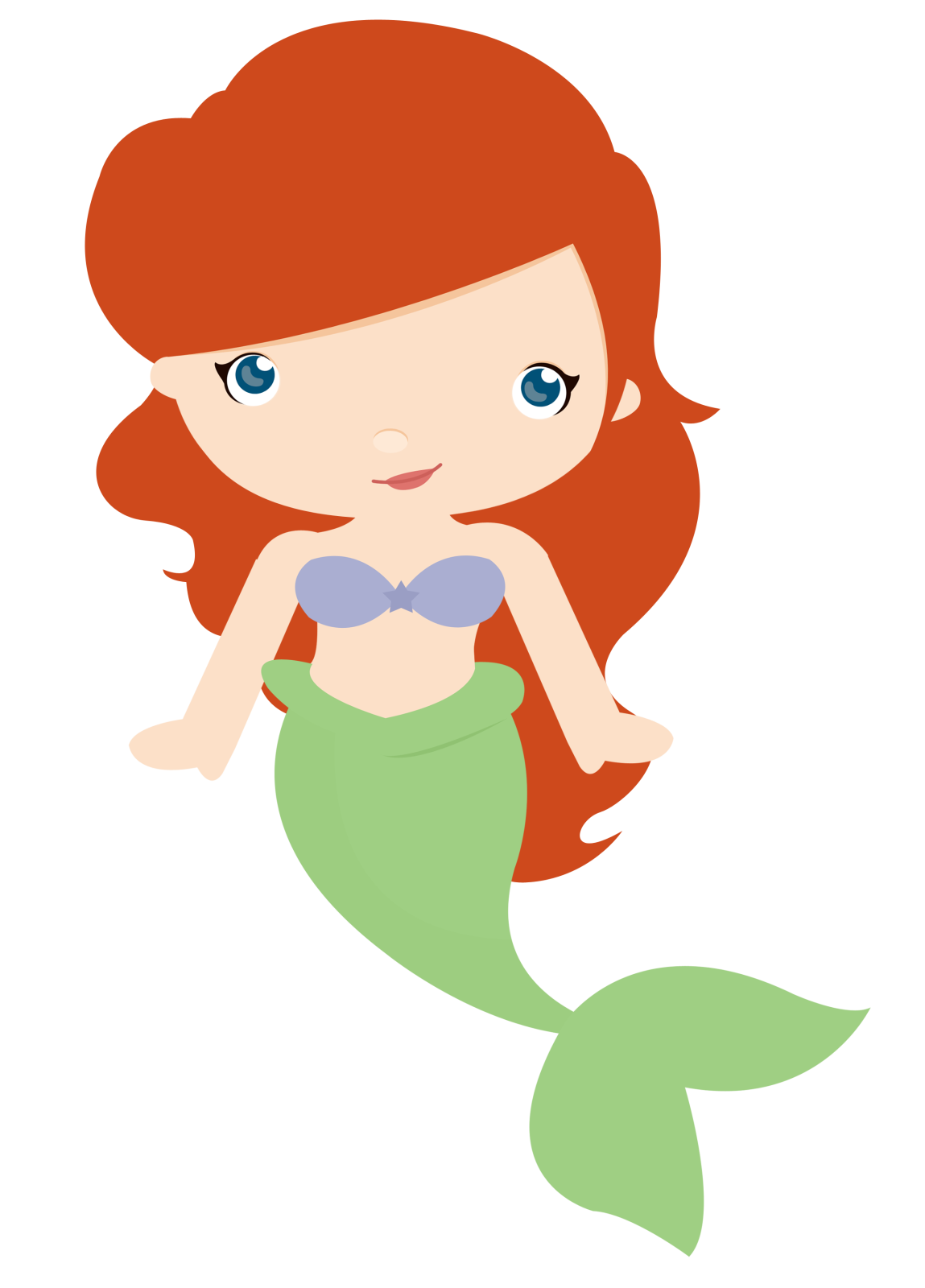 a cute little mermaid with red hair and blue eyes