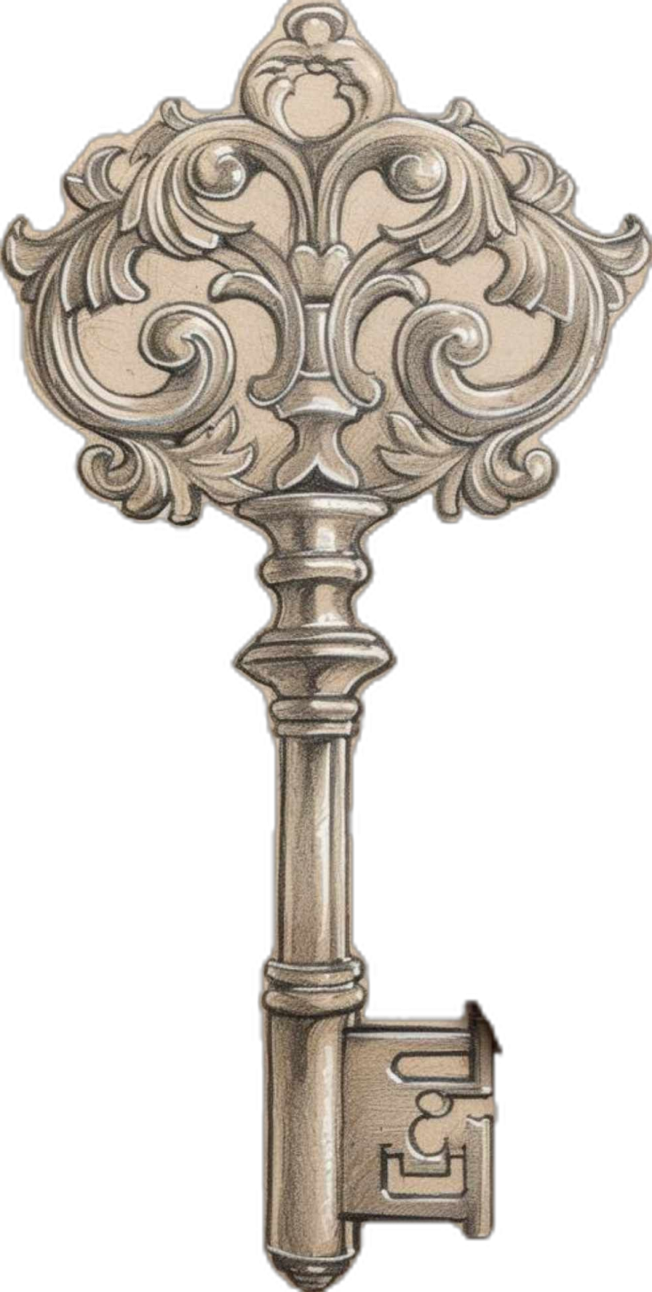 an antique key with a floral design on it