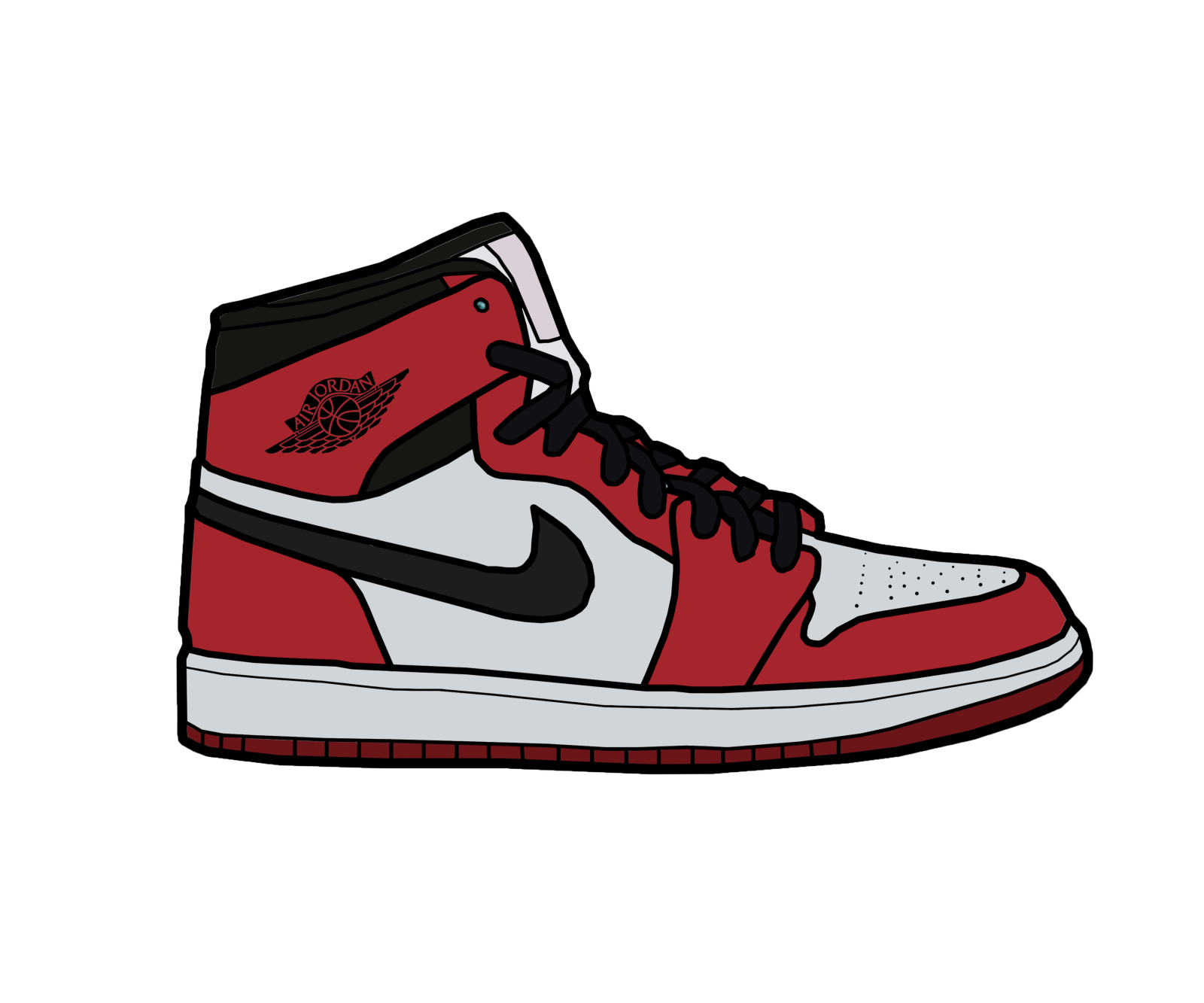 a pair of red and white sneakers