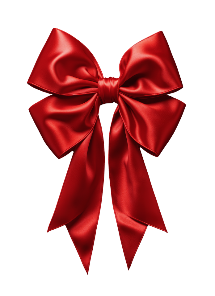 a red bow on a white background