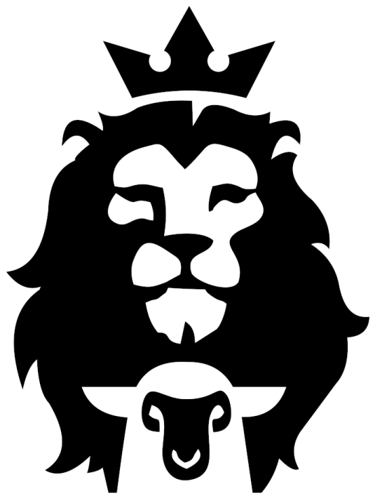 a black and white lion with a crown on its head