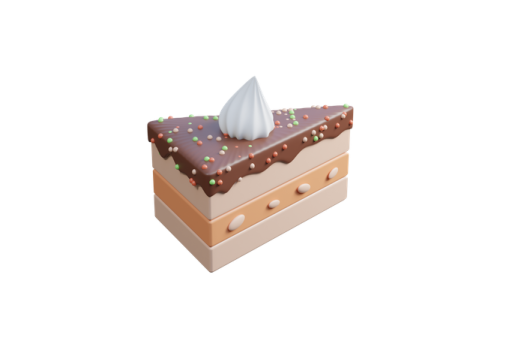 a piece of cake with chocolate frosting on top