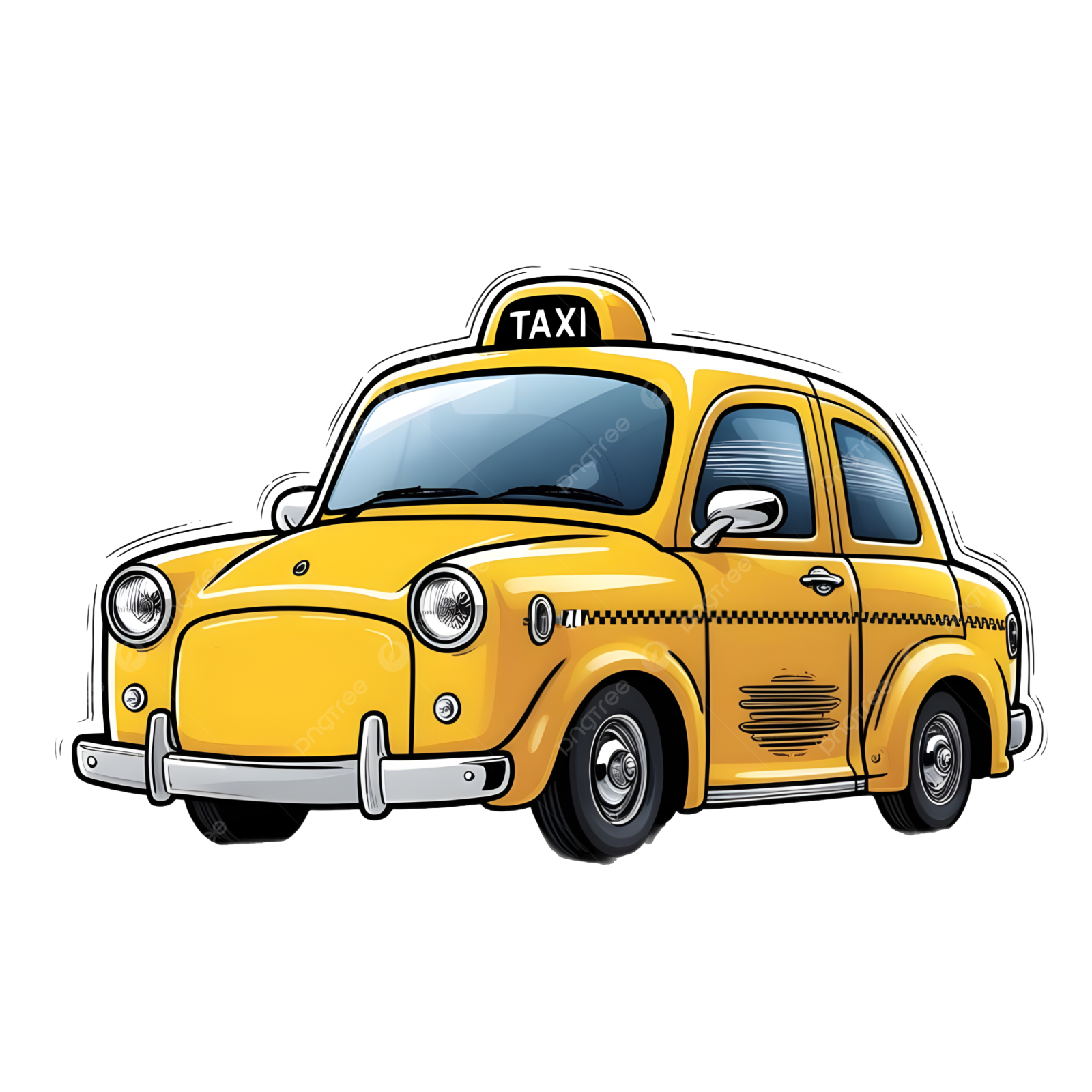 a yellow taxi car on a white background