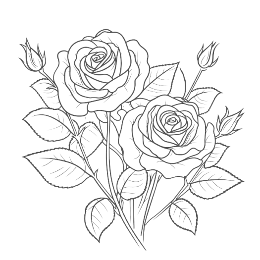 three roses coloring page