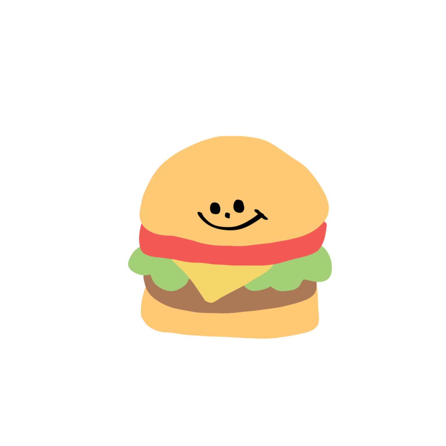 a hamburger with a smile on it