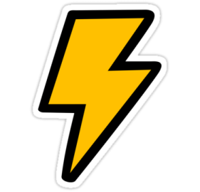 a yellow and black lightning bolt sticker