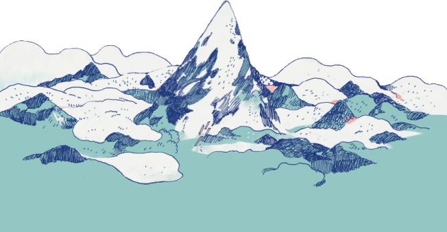 an illustration of a mountain with snow on it