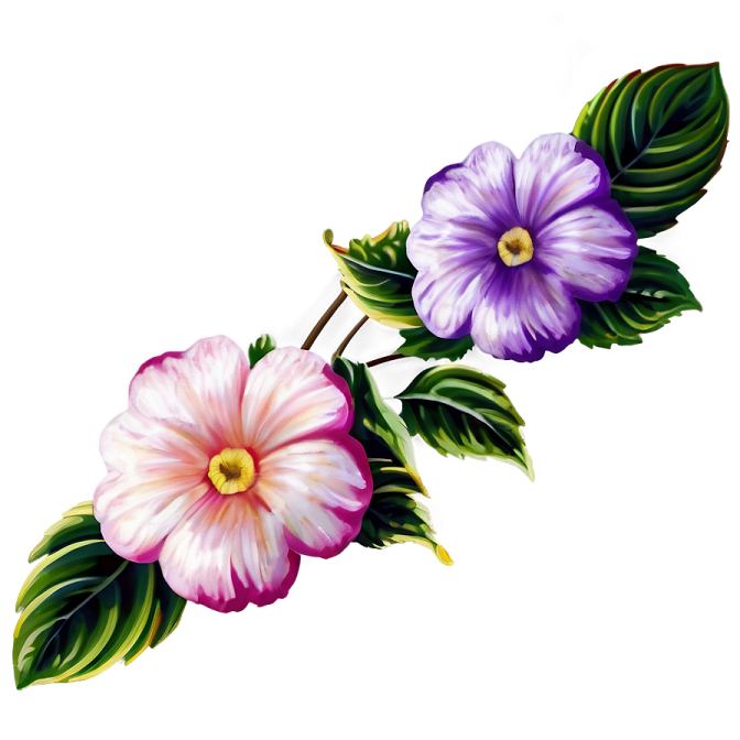 a painting of two flowers on a white background