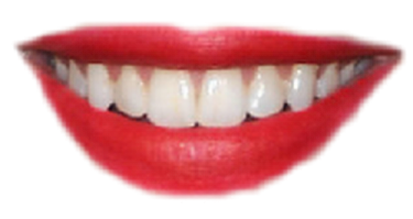 a woman's mouth with white teeth and red lipstick