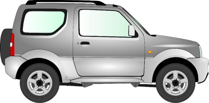 the side view of a silver car