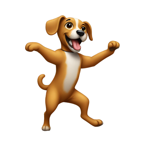 a brown and white dog with its tongue out