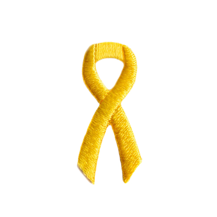 a yellow ribbon on a white background