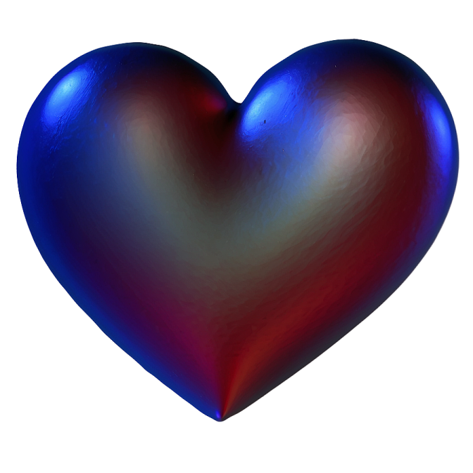 a blue and red heart shaped object