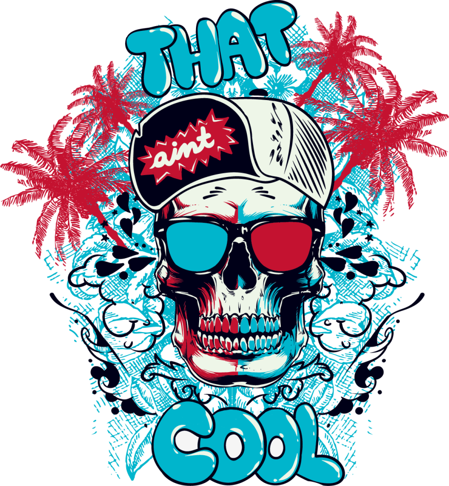 a skull with a hat and sunglasses on it's head