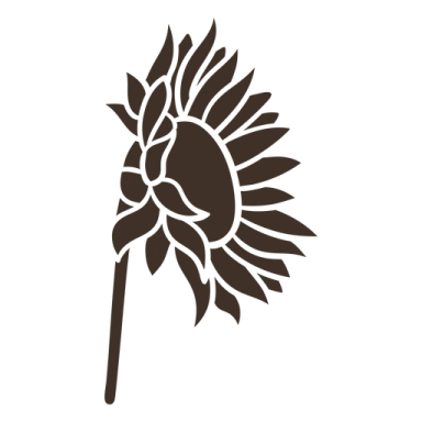 a black and white silhouette of a sunflower