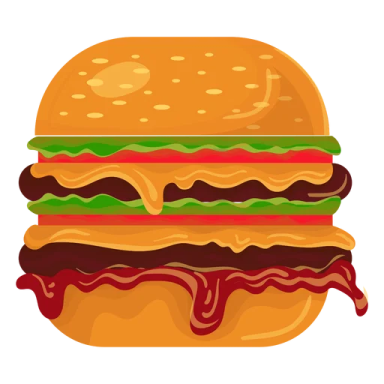 a hamburger with melted cheese and tomato on it