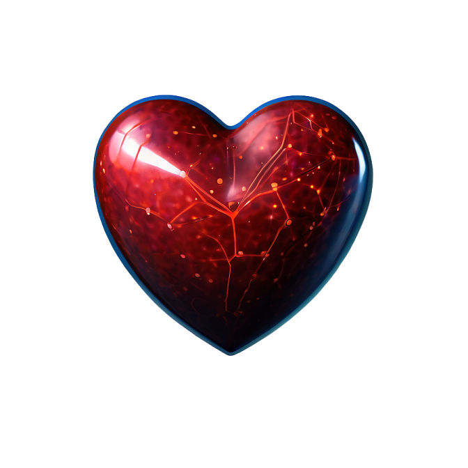 a red heart shaped object on a white background