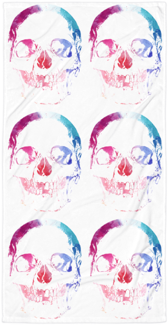 a watercolor skull pattern on a white background