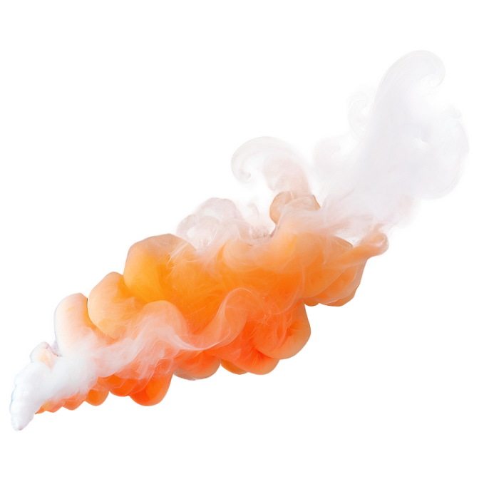orange and white smoke on a white background