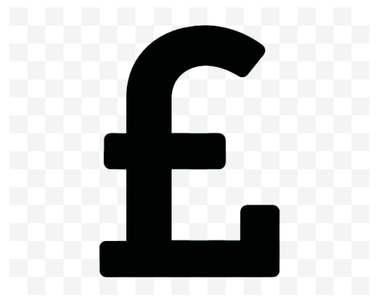 a black pound symbol on a white background