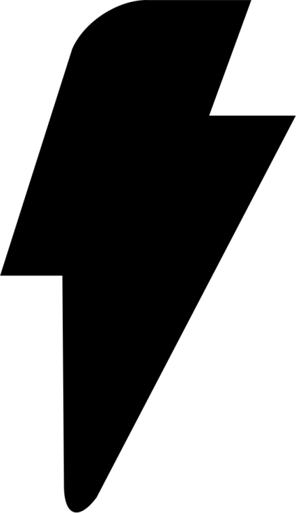 a black and white lightning bolt icon