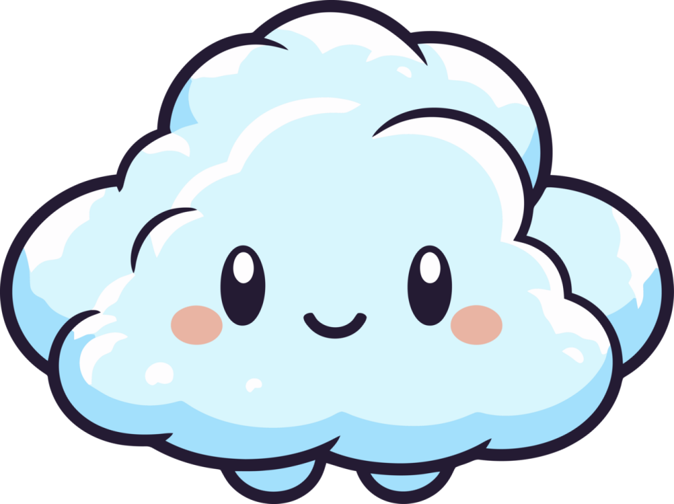 a cartoon cloud with a smiling face