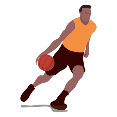a basketball player with a ball in his hand