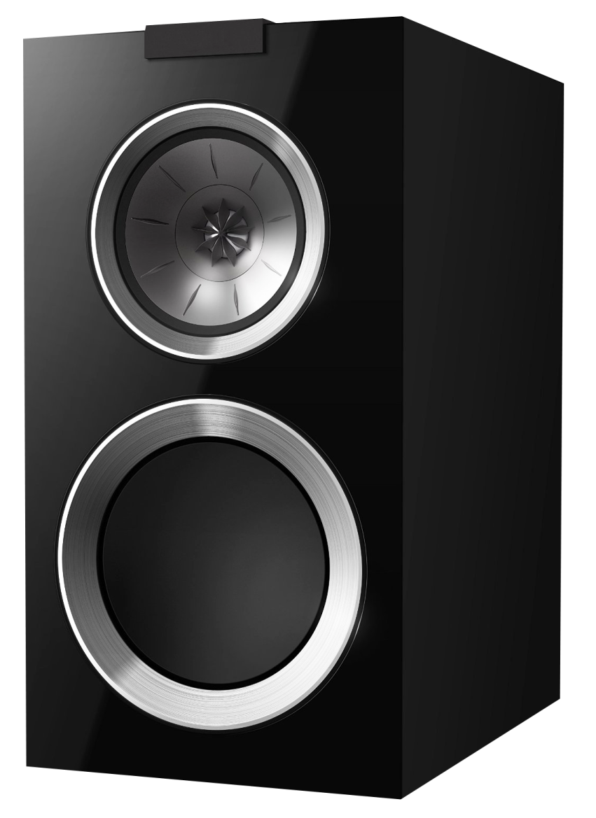 a black speaker on a white background
