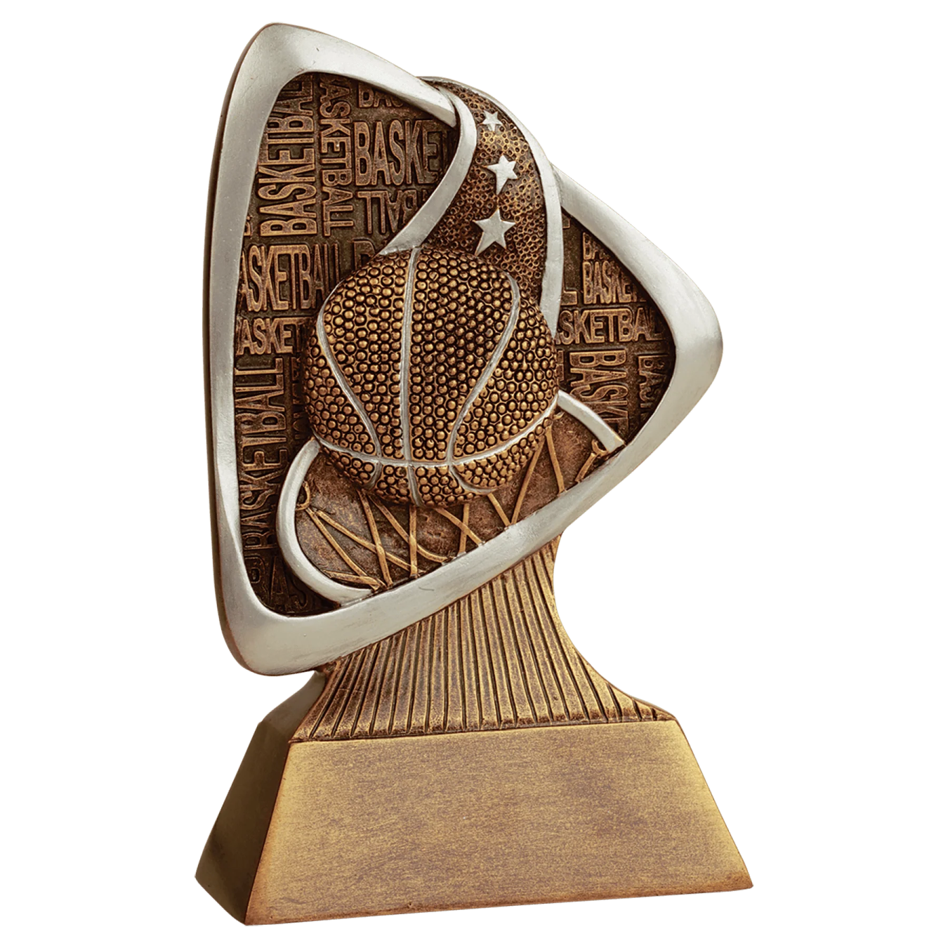 a sculpture of a bird on a wooden base