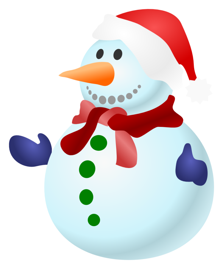a snowman wearing a santa hat and scarf