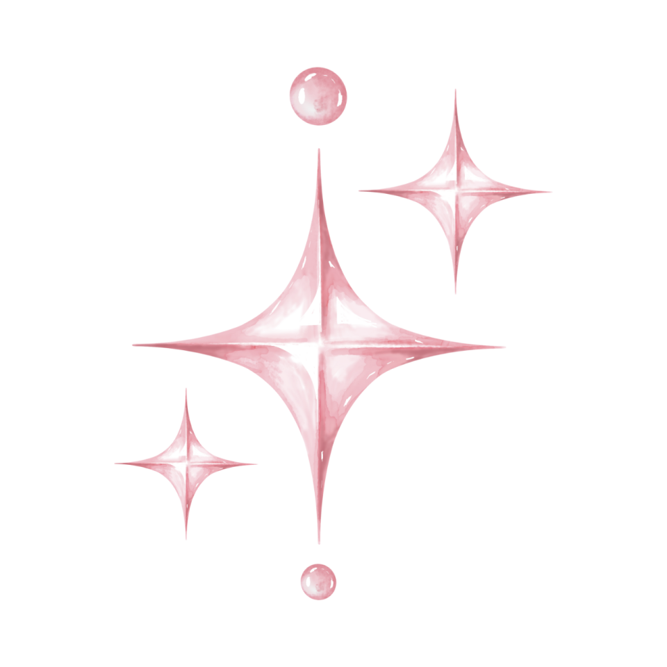 three pink stars on a white background
