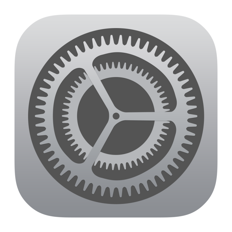 a gray icon with gears on it