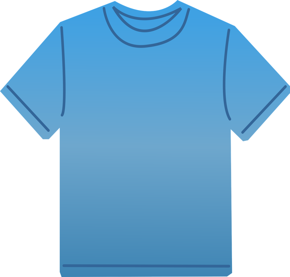 a blue t - shirt