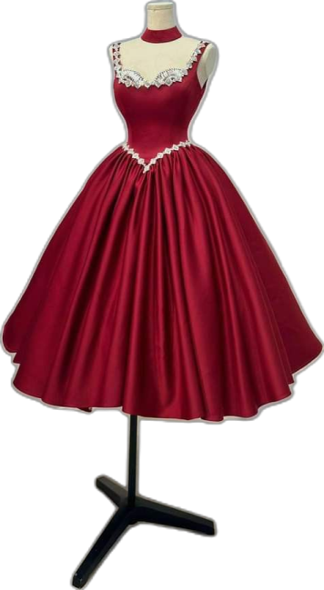 a red and white dress on a manne