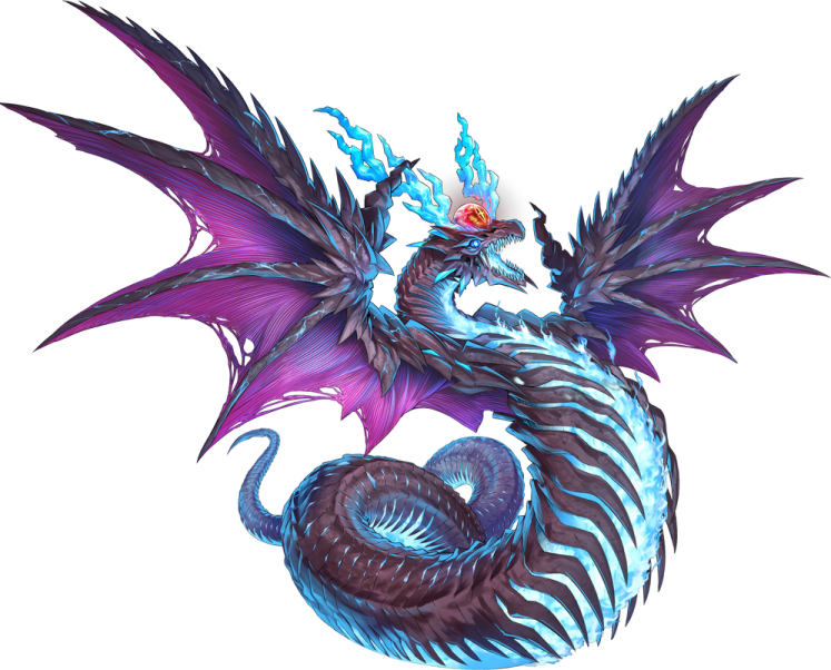 an image of a dragon with blue and purple wings