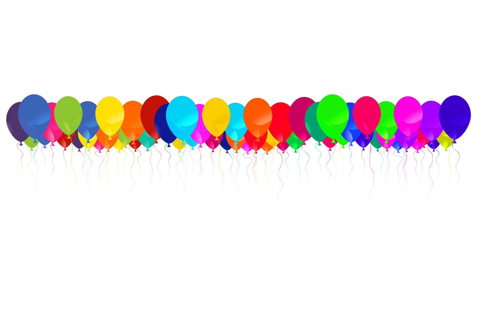 a row of balloons on a white background