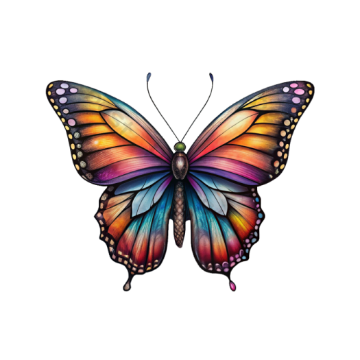 a colorful butterfly on a white background