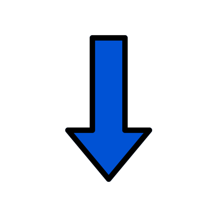 a blue arrow icon on a white background