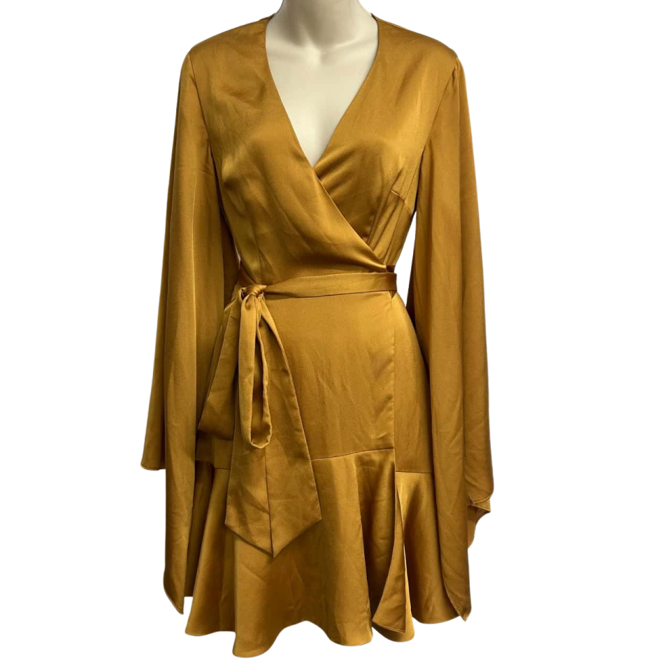 the wrap dress in mustard
