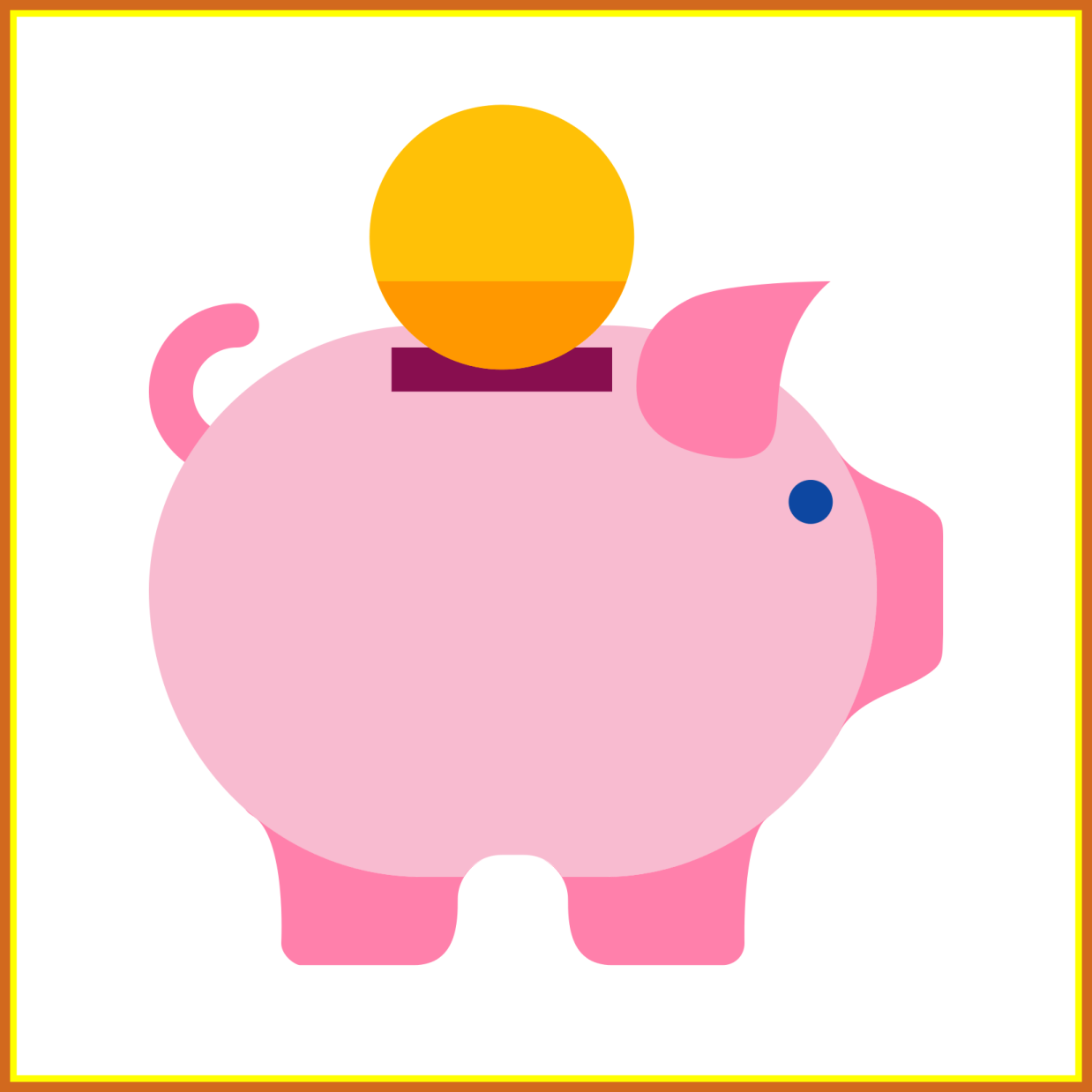 a pink piggy with an orange ball on top of it