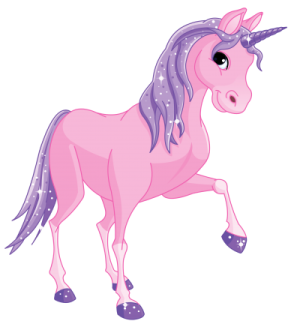 a pink unicorn with purple manes