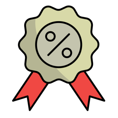 a badge with a red ribbon around it