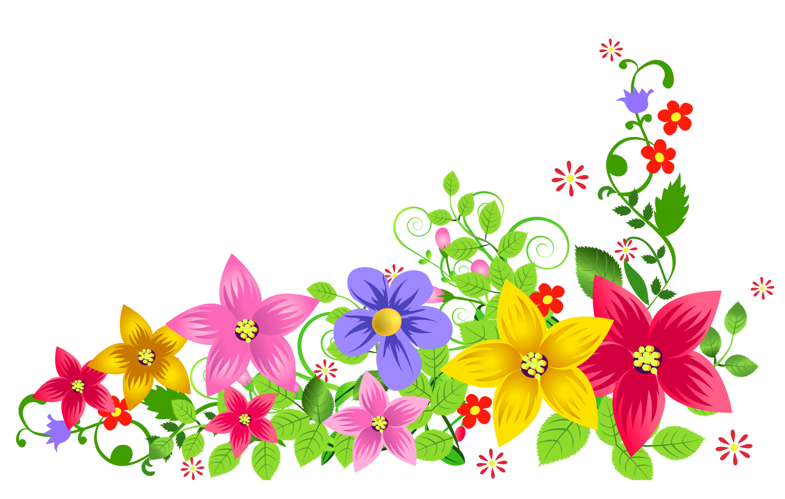 a colorful flower border with leaves and flowers