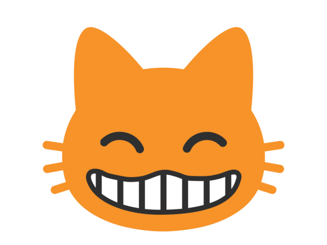 an orange cat with a big smile on its face