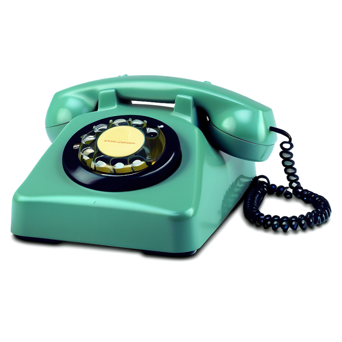 a green telephone with a black cord