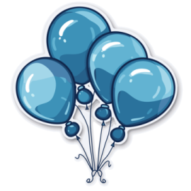 a bunch of blue balloons