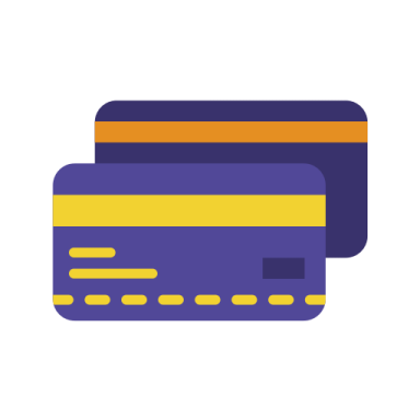 a purple and orange credit card
