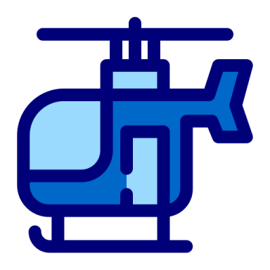 a blue helicopter with a white background