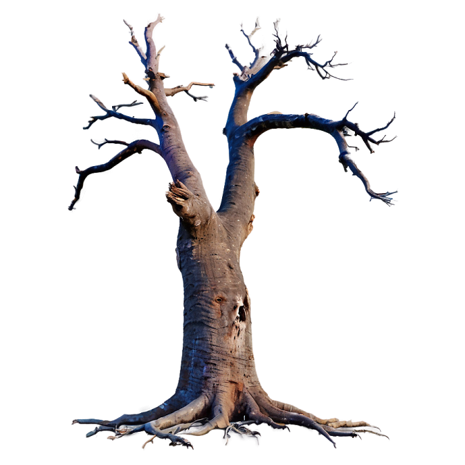 a dead tree on a white background